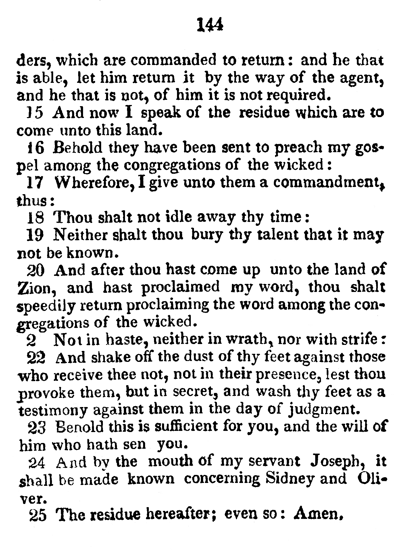 Book Of Commandments 1833 Page 144