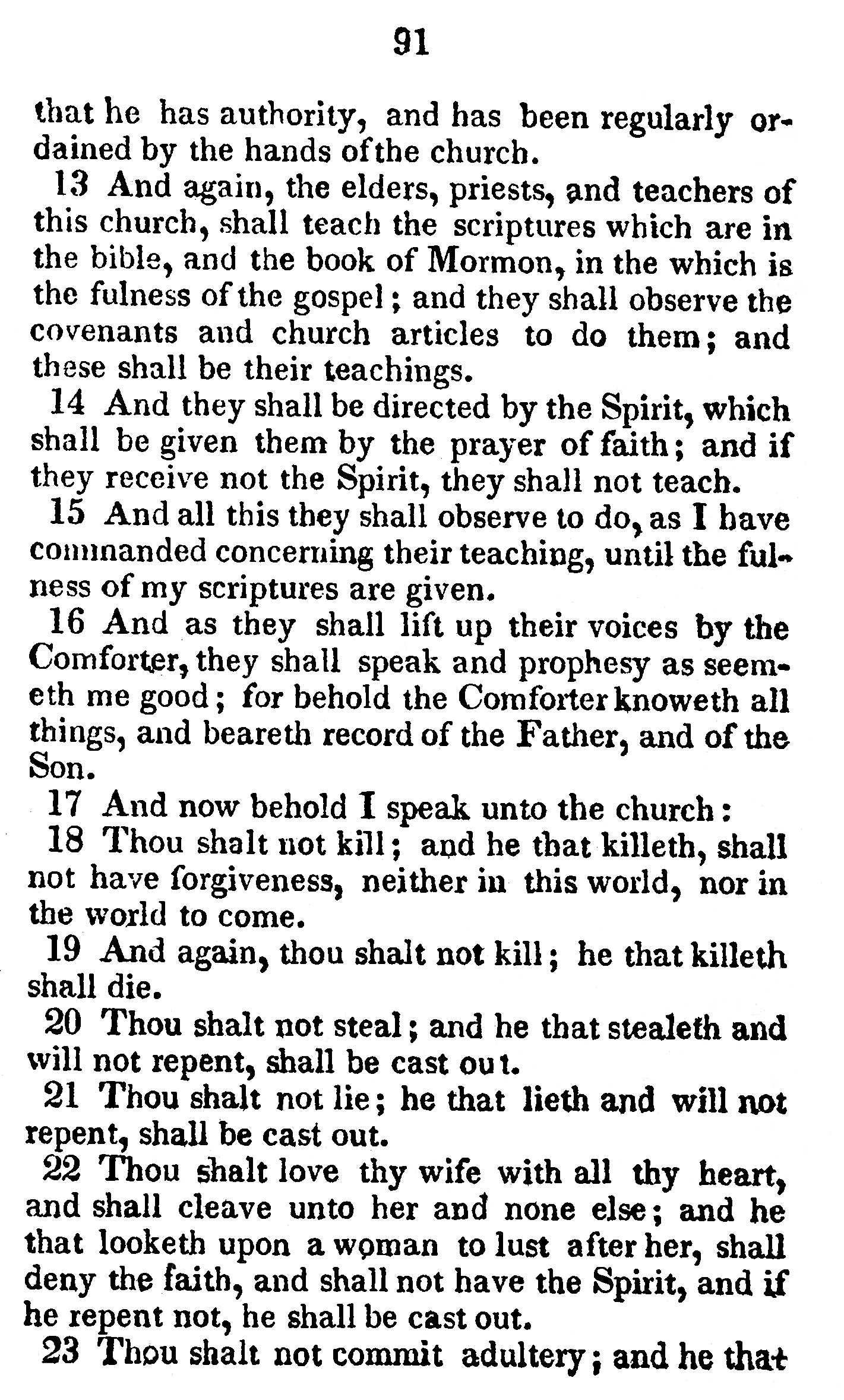 Book Of Commandments 1833 Page 91