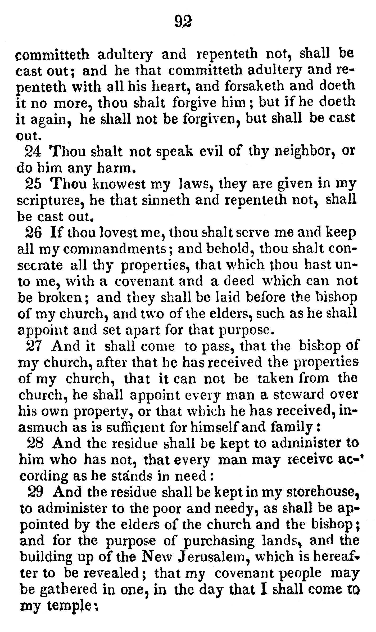 Book Of Commandments 1833 Page 92