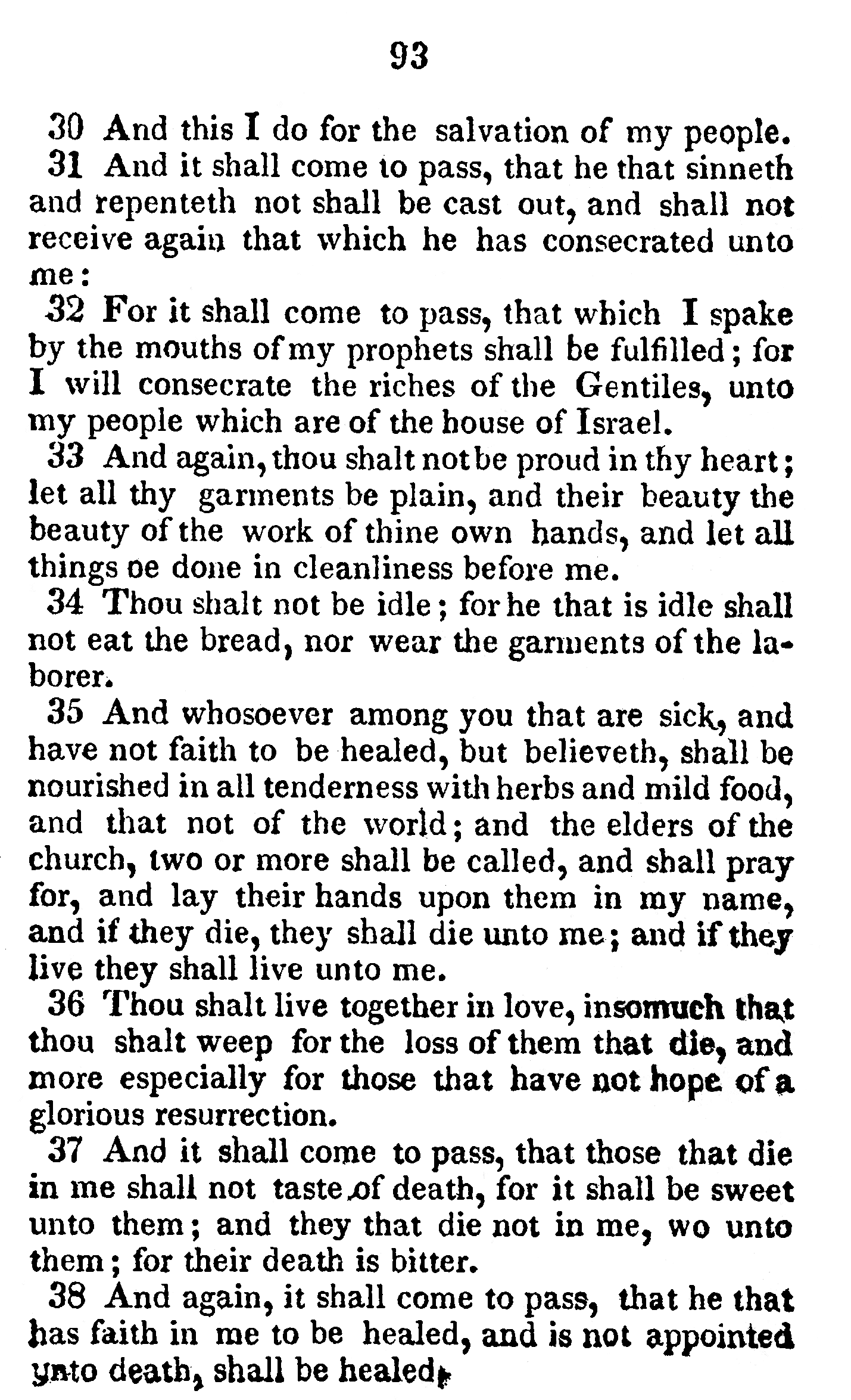Book Of Commandments 1833 Page 93