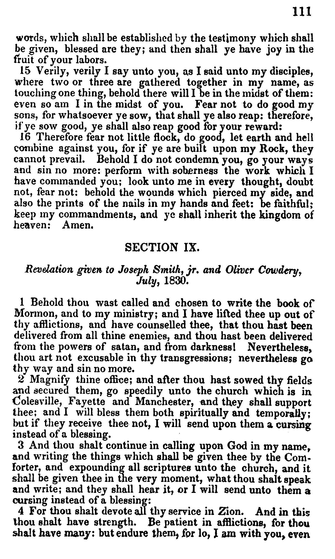 Doctrine and Covenants 1835 edition p.111