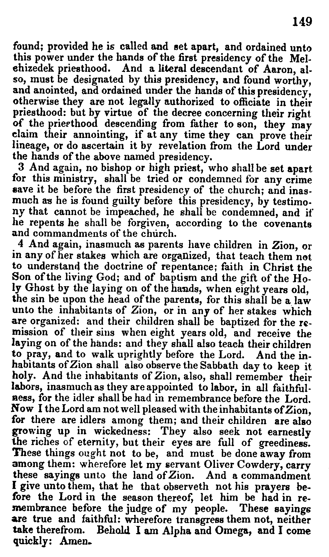 Doctrine And Covenants Page 149