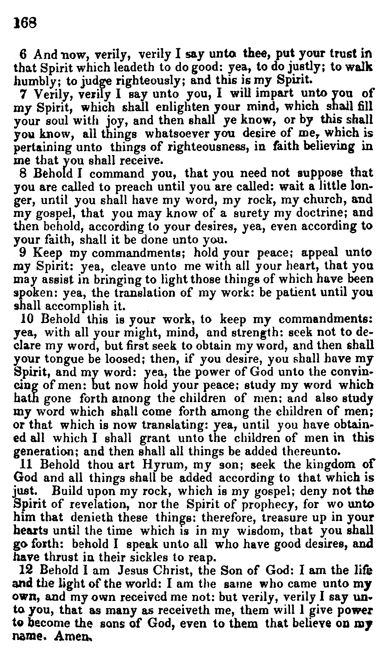 Doctrine And Covenants Page 168