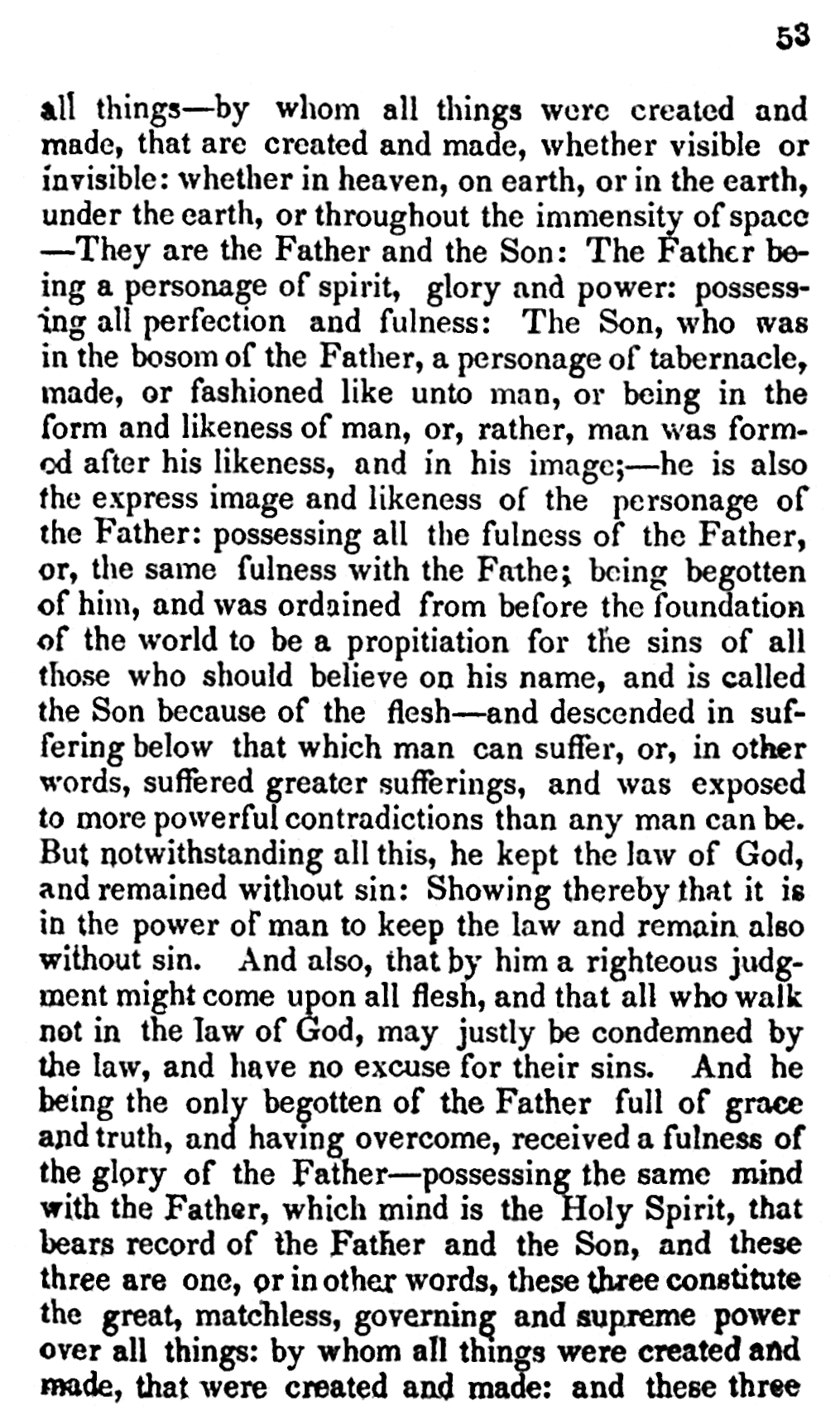 1835 Doctrine & Covenants - Lectures on Faith, p. 53