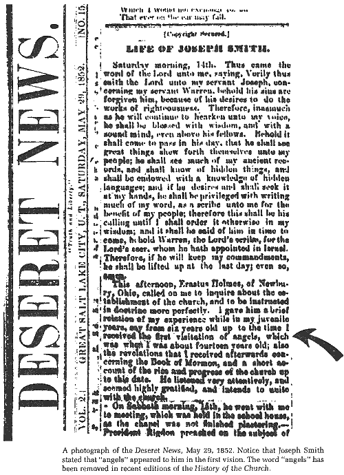Deseret News May 29, 1852 First Vision