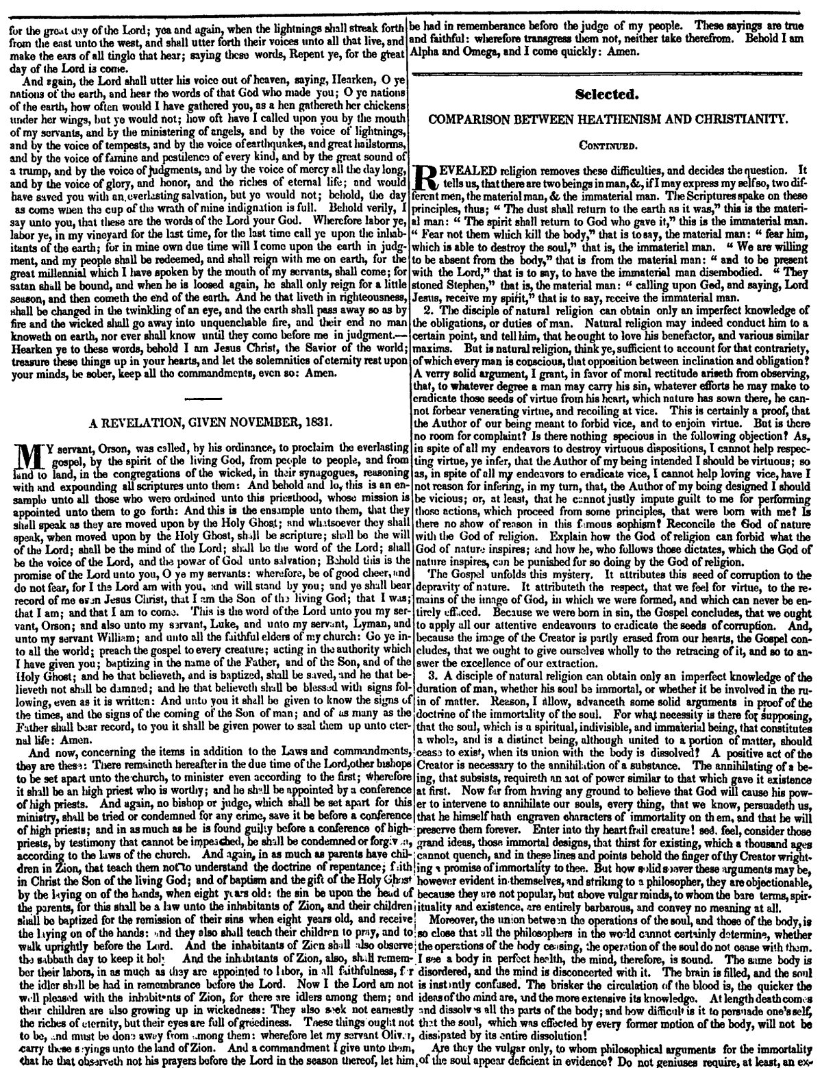 The Evening and Morning Star, October 1832