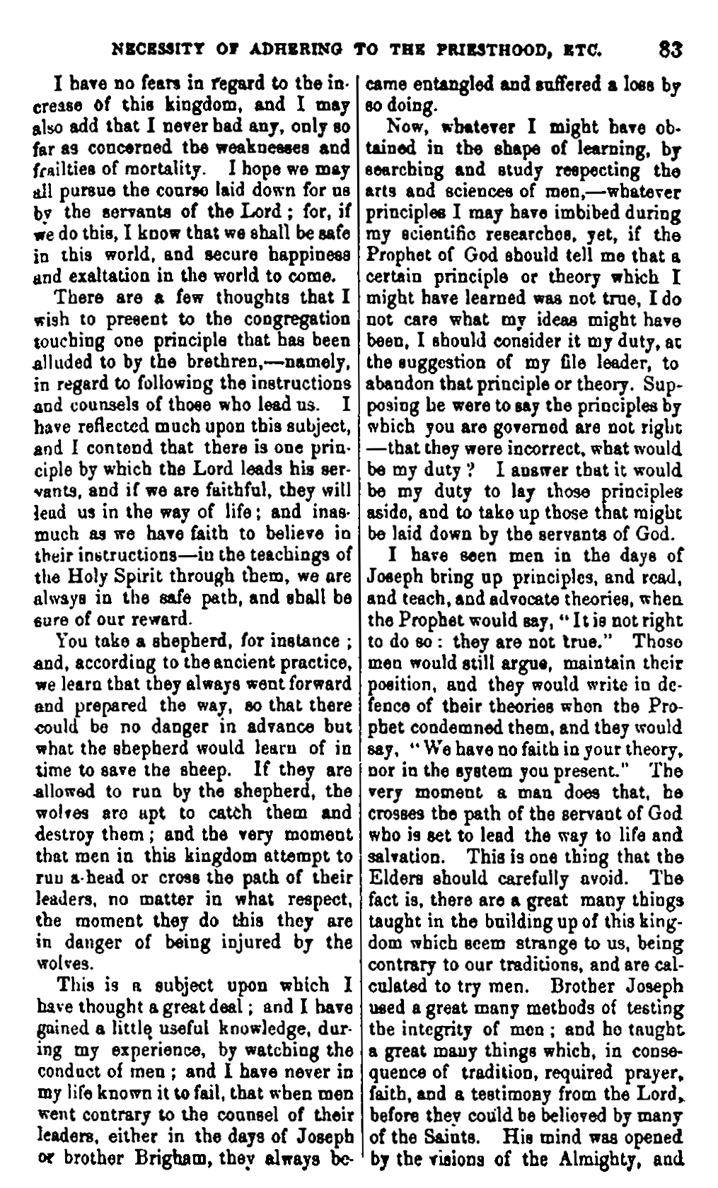 Journal of Discourses, vol. 5, p. 83 (1857) 
