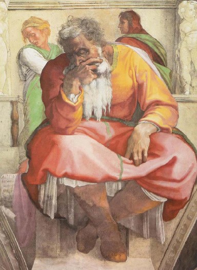 Jeremías de Miguel Ángel, del techo de la Capilla Sixtina (ca. 1512) 