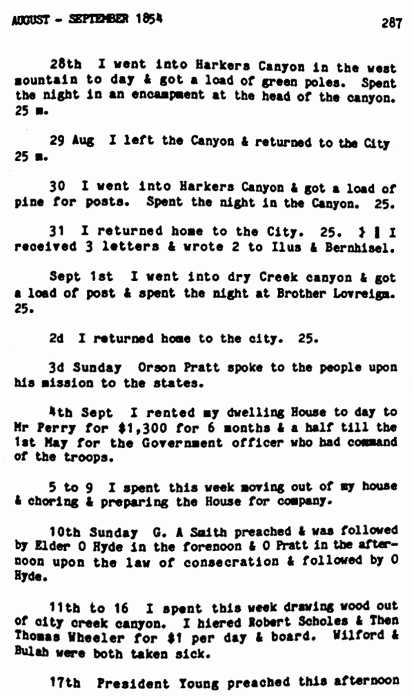 Wilford Woodruff Diary Vol. 4 Page 287
