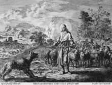 The Good Shepherd by Jan Luyken, a black and white engraving