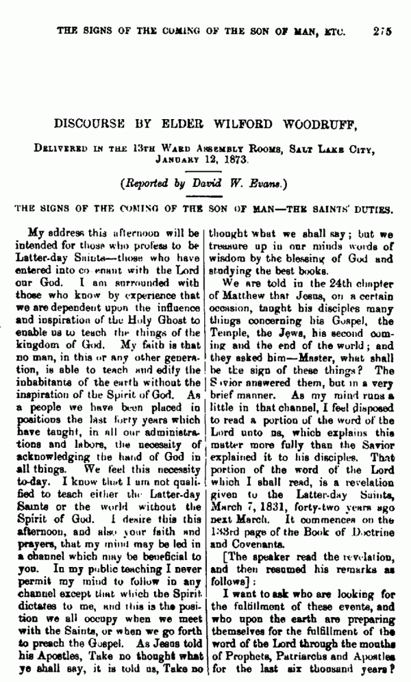 Journal of Discourses, vol. 15, p. 275