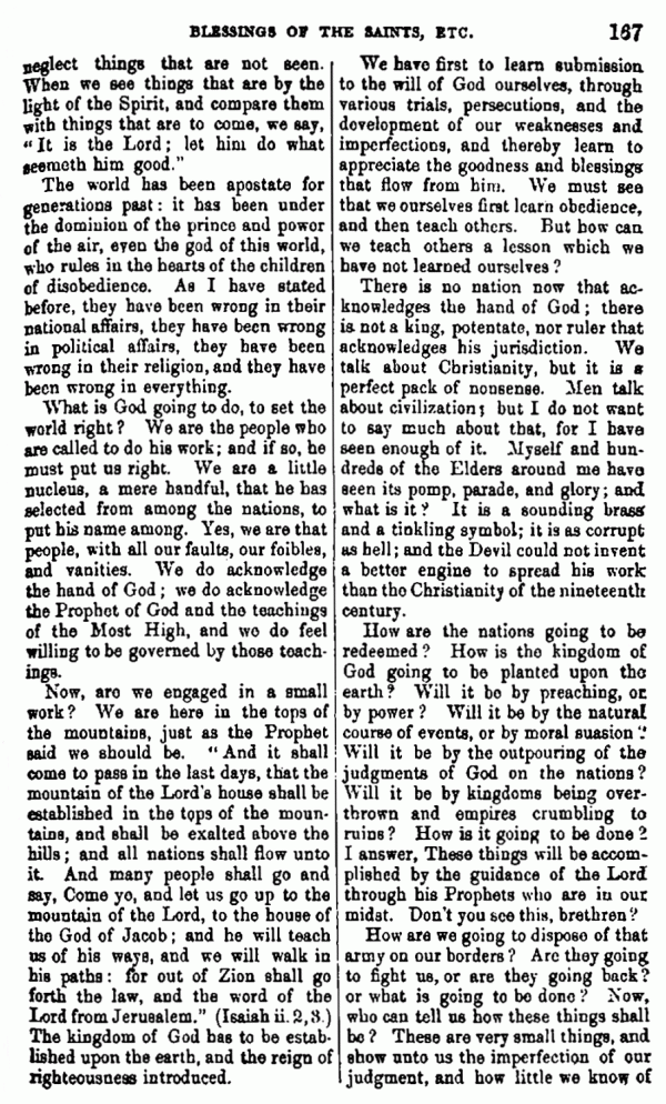 Journal of Discourses, vol. 6, p. 167