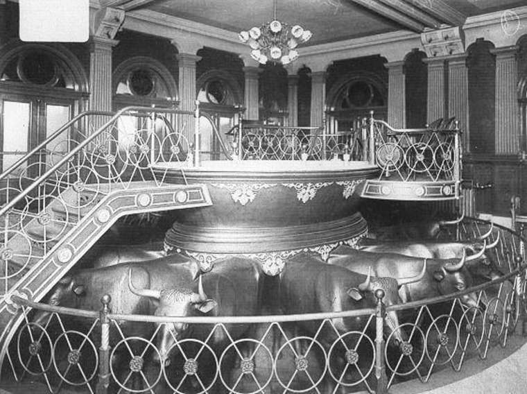 Salt Lake Temple baptismal font, from James Talmage, The House of the Lord (1912)