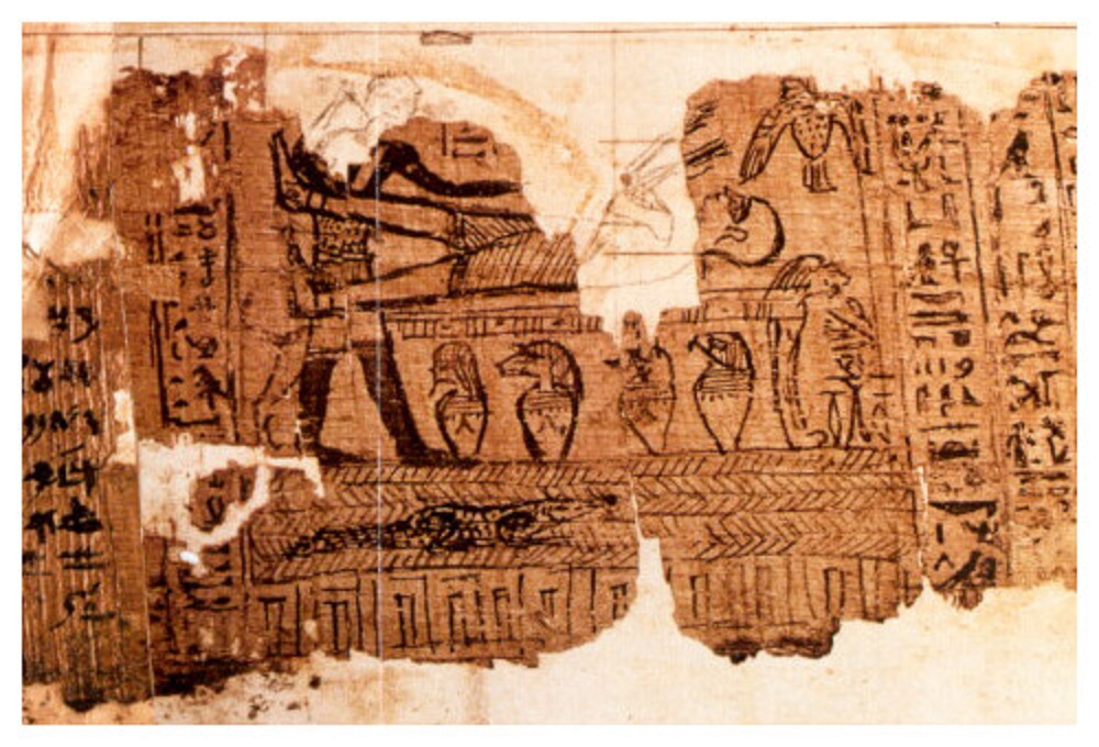 Joseph Smith papyrus fragment, including the drawing that Joseph Smith interpreted as part of the Book of Abraham